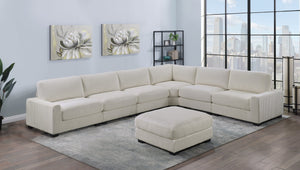 English Elm Living Modular Corduroy Ottoman Beige — Soft Wide-Welt Cushion, Compact Low-Leg Cocktail Seat B011P182989