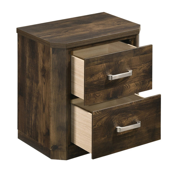 English Elm Rustic Transitional Walnut Nightstand with 2 Smooth-Glide Drawers, Safety Stops & Ample Bedside Storage B062P181320
