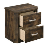 English Elm Rustic Walnut 2-Drawer Nightstand