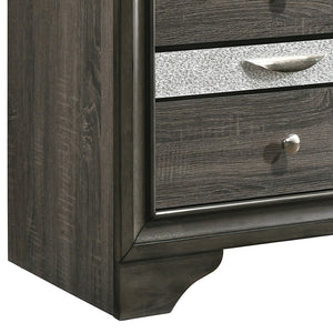 English Elm Grey 3-Drawer Nightstand with Felt-Lined Jewelry Drawer, Modern Grey Finish, Secure Clutter-Free Storage B062P181322