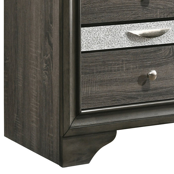 English Elm Grey 3-Drawer Nightstand with Felt-Lined Jewelry Drawer, Modern Grey Finish, Secure Clutter-Free Storage B062P181322