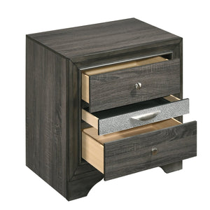 English Elm Grey 3-Drawer Nightstand with Felt-Lined Jewelry Drawer, Modern Grey Finish, Secure Clutter-Free Storage B062P181322