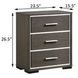 English Elm Grey Oak 3-Drawer Nightstand