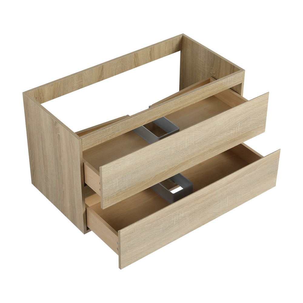 English Elm 36" Wall-Mounted Bathroom Vanity With Resin Sink & Soft-Close Drawers For Modern Spaces W999S00198