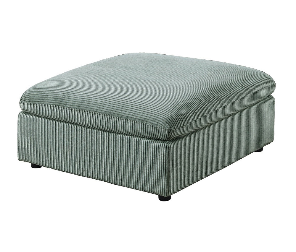 English Elm Contemporary Sage Corduroy Ottoman — Modular Soft Cushion, Low Wood Legs, Compact Modern Seating Delight B011P182992