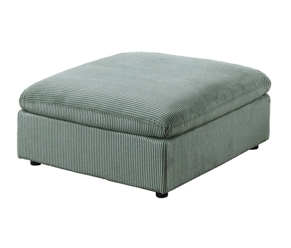 English Elm Contemporary Sage Corduroy Ottoman — Modular Soft Cushion, Low Wood Legs, Compact Modern Seating Delight B011P182992