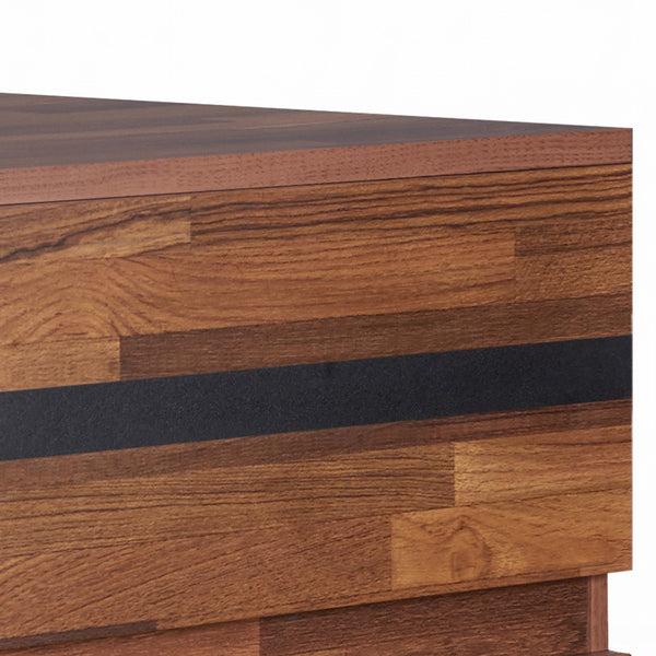 English Elm Walnut Modern 2-Drawer Nightstand with Safety Stop and Manual Close, Versatile Walnut & Sandy Black Finish B062P181337