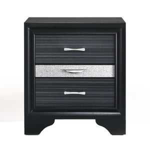 English Elm Black 3-Drawer Nightstand