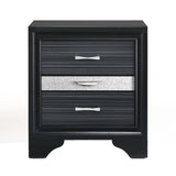 Modern Black Nightstand with 3 Drawers, Jewelry Drawer - Sleek Design, Felt-Lined Interior - 26.50 x 17.50 x 26.50