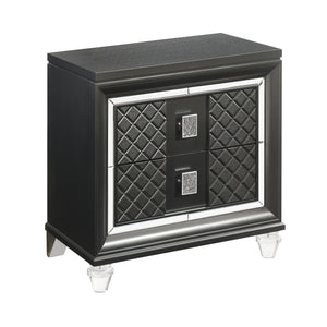 English Elm Metallic Sleek 2-Drawer Nightstand with Felt-Lined Top Drawer, Safety Stops & Acrylic Legs for Luxe Bedside Storage B062P181331