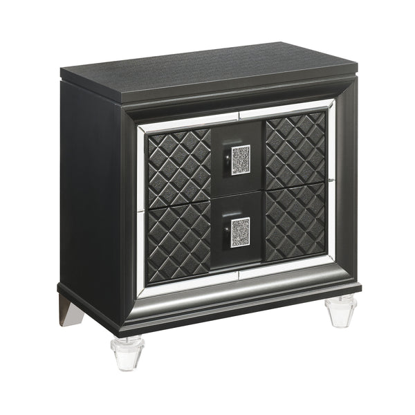 English Elm Metallic Sleek 2-Drawer Nightstand with Felt-Lined Top Drawer, Safety Stops & Acrylic Legs for Luxe Bedside Storage B062P181331