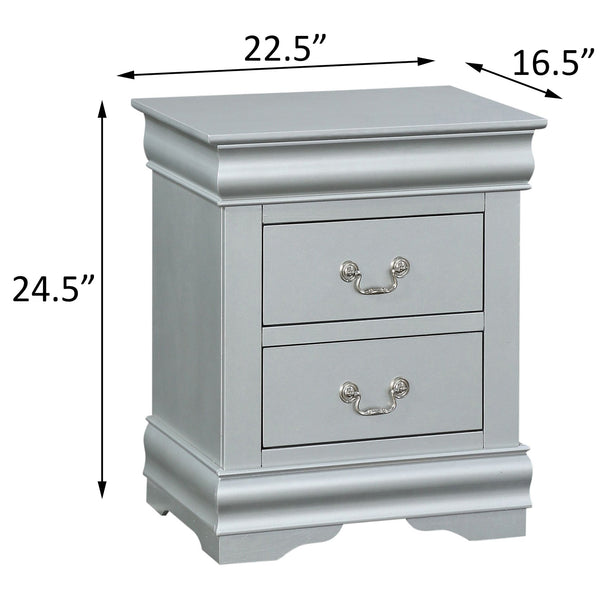 English Elm Platinum Classic 2-Drawer Nightstand for Small Bedrooms — Solid Pine Storage, Compact Elegant Design B062P181325
