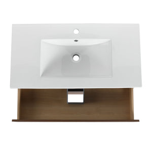 English Elm 36" Wall-Mounted Vanity With Ceramic Sink & 2 Soft-Close Drawers – Modern Space-Saving Design! W999S00166