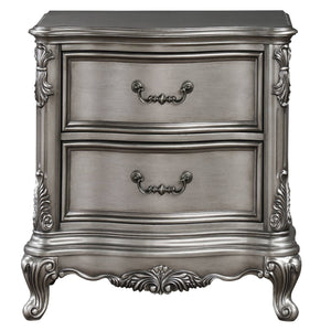 English Elm Antique Platinum 2-Drawer Nightstand with Felt-Lined Drawers, Dovetail Craftsmanship & Safety Stop B062P181341
