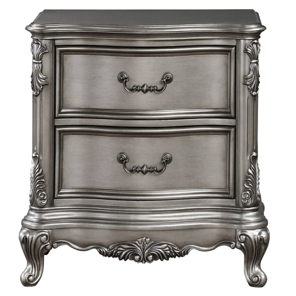 English Elm Antique Platinum 2-Drawer Nightstand with Felt-Lined Drawers, Dovetail Craftsmanship & Safety Stop B062P181341