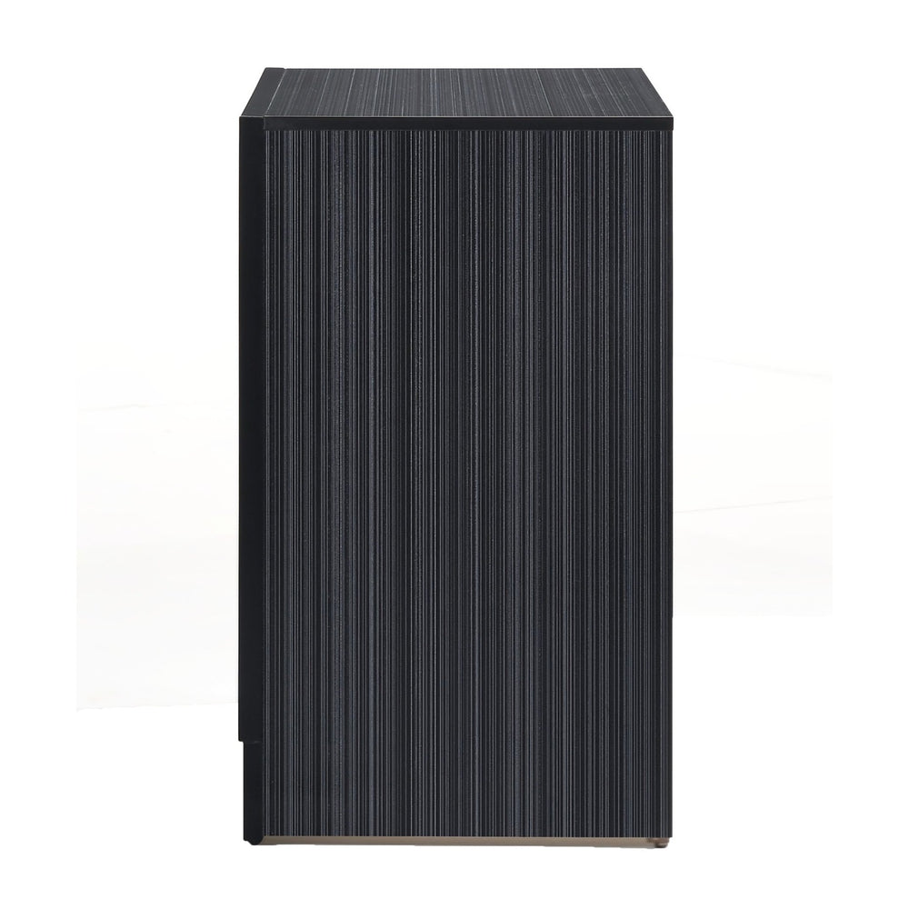 English Elm Black Sleek 3-Drawer Nightstand with Felt-Lined Jewelry Drawer, Modern Black Finish, Chic Bedroom Storage B062P181321