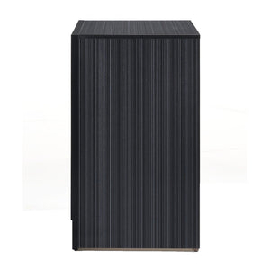 English Elm Black Sleek 3-Drawer Nightstand with Felt-Lined Jewelry Drawer, Modern Black Finish, Chic Bedroom Storage B062P181321
