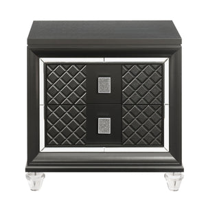 English Elm Metallic Sleek 2-Drawer Nightstand with Felt-Lined Top Drawer, Safety Stops & Acrylic Legs for Luxe Bedside Storage B062P181331