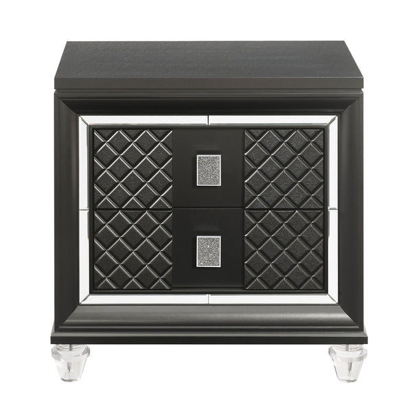 English Elm Metallic Sleek 2-Drawer Nightstand with Felt-Lined Top Drawer, Safety Stops & Acrylic Legs for Luxe Bedside Storage B062P181331
