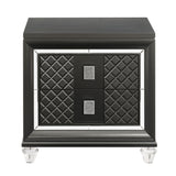 Modern Metallic Grey Nightstand with 2 Drawers, Felt-Lined Top, Safety Stop & Acrylic Legs - 30.50 x 18.50 x 29.50