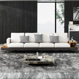 Hearth and Haven 4-Seater Fabric Sofa with Loose Back Cushions, Off White and Black W1793S00002