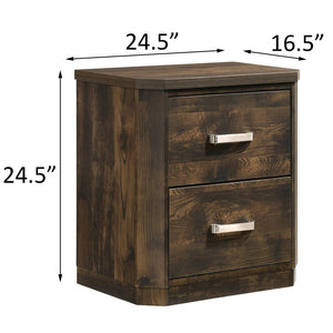 English Elm Rustic Transitional Walnut Nightstand with 2 Smooth-Glide Drawers, Safety Stops & Ample Bedside Storage B062P181320