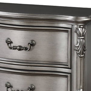 English Elm Antique Platinum 2-Drawer Nightstand with Felt-Lined Drawers, Dovetail Craftsmanship & Safety Stop B062P181341
