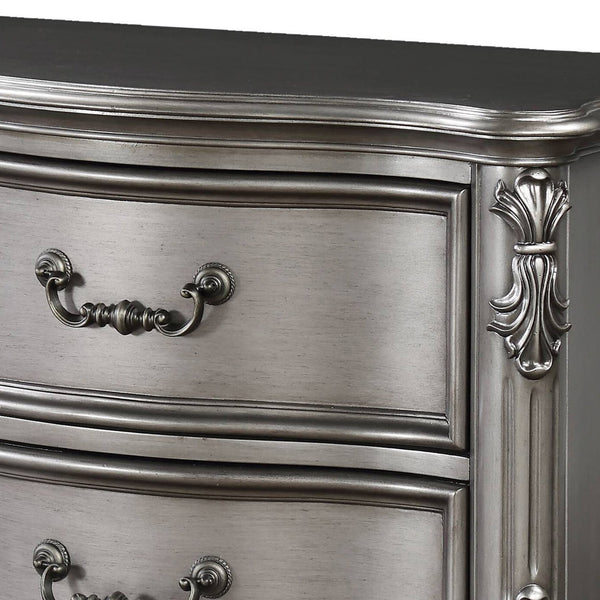 English Elm Antique Platinum 2-Drawer Nightstand with Felt-Lined Drawers, Dovetail Craftsmanship & Safety Stop B062P181341