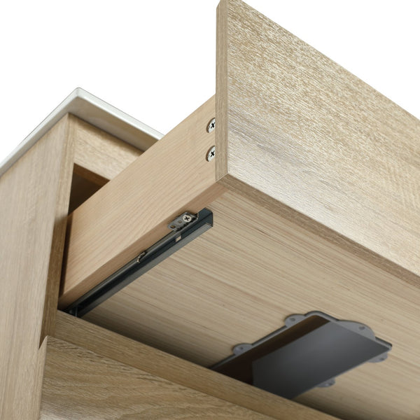 English Elm 24" Wood Grain Bathroom Vanity Cabinet with Soft-Close Drawers, Eco-Friendly Plywood, Water-Resistant Melamine Light Oak W999P174683