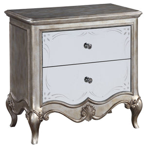 English Elm Antique Champagne 2-Drawer Nightstand