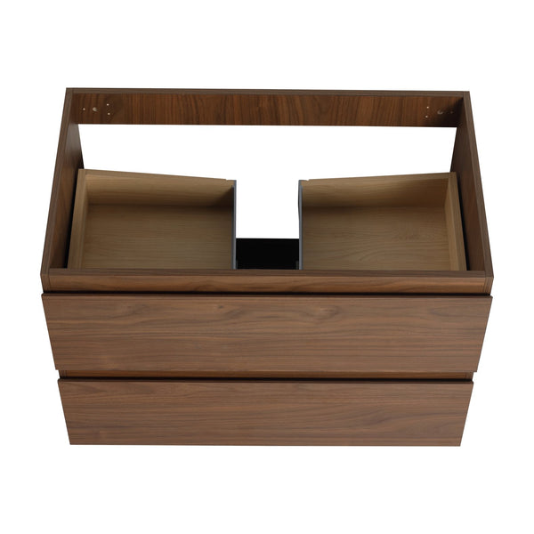English Elm 30" Wall-Mounted Bathroom Vanity With Black Ceramic Sink & Soft-Close Drawers For Modern Spaces W999S00195