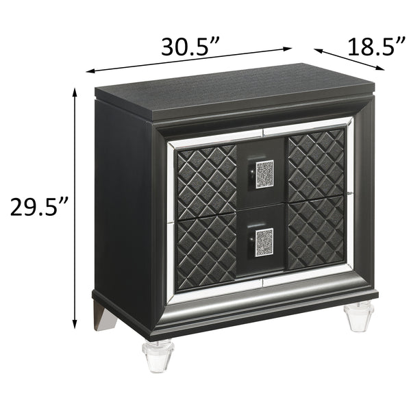 English Elm Metallic Sleek 2-Drawer Nightstand with Felt-Lined Top Drawer, Safety Stops & Acrylic Legs for Luxe Bedside Storage B062P181331