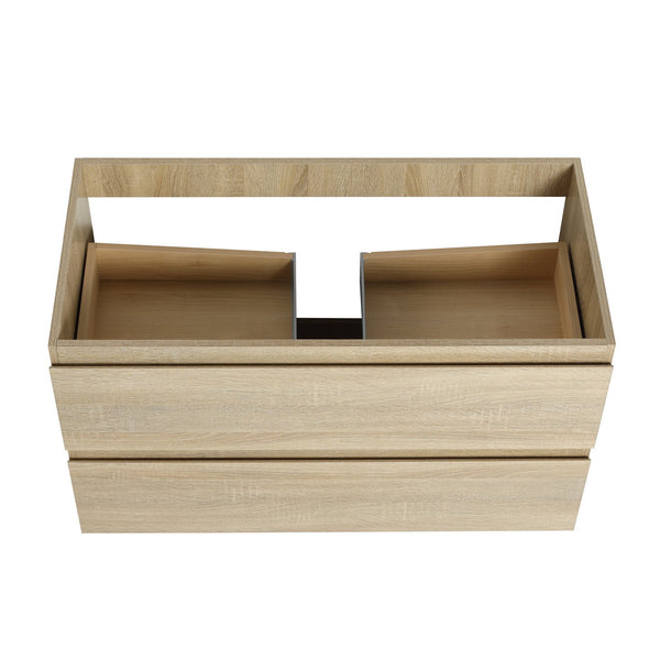 English Elm 36" Wall-Mounted Bathroom Vanity With Ceramic Sink & 2 Soft-Close Drawers For Modern Spaces W999S00169