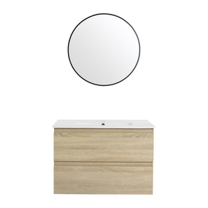 English Elm 30" Modern Wall-Mounted Bathroom Vanity With Durable Ceramic Sink & Soft-Close Drawers For Style W999S00168