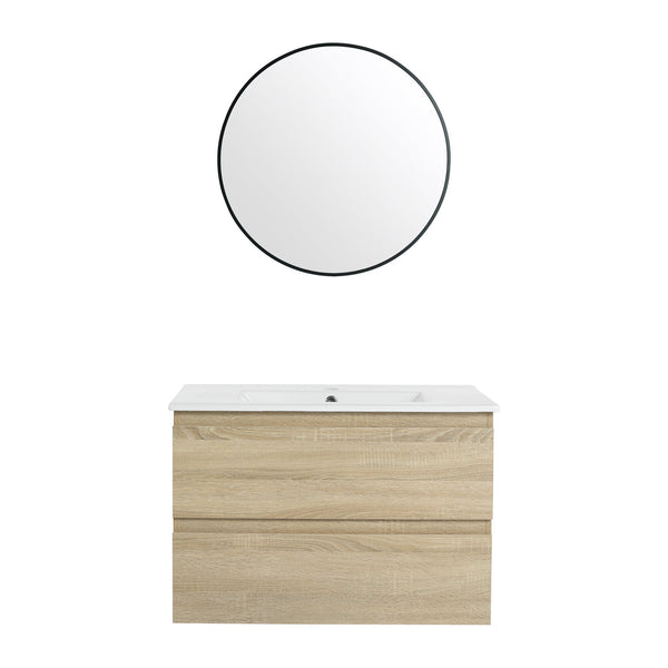 English Elm 30" Modern Wall-Mounted Bathroom Vanity With Durable Ceramic Sink & Soft-Close Drawers For Style W999S00168