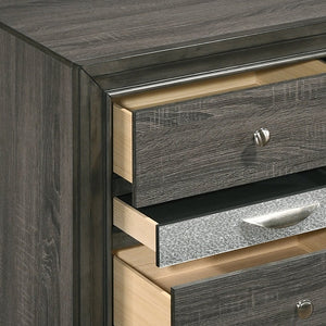 English Elm Grey 3-Drawer Nightstand with Felt-Lined Jewelry Drawer, Modern Grey Finish, Secure Clutter-Free Storage B062P181322