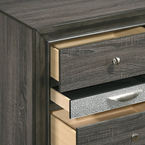 English Elm Grey 3-Drawer Nightstand with Felt-Lined Jewelry Drawer, Modern Grey Finish, Secure Clutter-Free Storage B062P181322