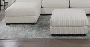 English Elm Living Modular Corduroy Ottoman Beige — Soft Wide-Welt Cushion, Compact Low-Leg Cocktail Seat B011P182989