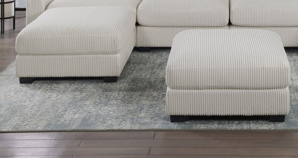 English Elm Living Modular Corduroy Ottoman Beige — Soft Wide-Welt Cushion, Compact Low-Leg Cocktail Seat B011P182989