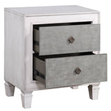 English Elm Rustic Grey and Weathered White 2-Drawer Nightstand