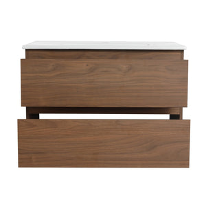 English Elm 30" Wall-Mounted Bathroom Vanity With Ceramic Sink, Soft-Close Drawers, Eco-Friendly Design & Style W999S00165