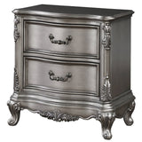 Antique Platinum Nightstand with Felt-Lined Drawers, Dovetail Construction - 30.50 x 18.50 x 30.50