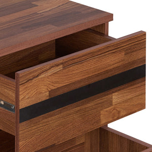English Elm Walnut Modern 2-Drawer Nightstand with Safety Stop and Manual Close, Versatile Walnut & Sandy Black Finish B062P181337