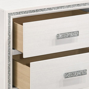English Elm White 2-drawer Nightstand with Glam Accents, Smooth-Closing Drawers, Spacious Modern Bedroom Storage B062P181334