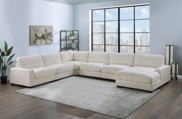 English Elm Beige Modular 6pc Sectional Couch in Soft Corduroy – Configurable LAF/Raf/Armless Pieces, Modern Elegance B011S00887