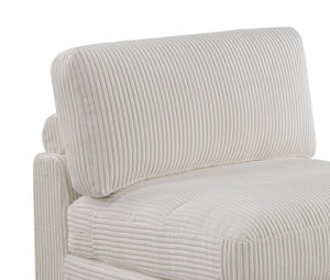 English Elm Living Room Armless Corduroy Chair Beige Modular Accent Seat Soft Cushion Wide-Welt Modern Low Wood Legs B011P182988