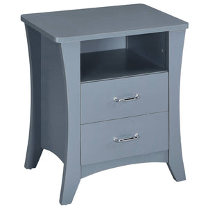 English Elm Grey Nightstand with 2 Drawers, Open Shelf, Smooth Metal Glides, Safety Stops, Elegant Grey Finish B062P181339