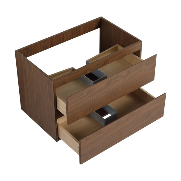 English Elm 30" Wall-Mounted Bathroom Vanity Cabinet with Wood Grain Finish, Soft-Close Drawers, Durable Plywood Brown Oak W999P174702