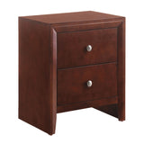 Modern Brown Cherry Nightstand with 2 Drawers, Sleek Design and Dovetail Construction - 22.50 x 16.50 x 24.50