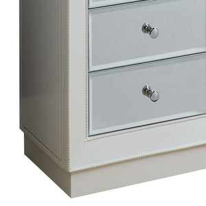 English Elm White 6-Drawer Jewelry Armoire with Mirror, Felt-Lined Compartments & Necklace Hooks for Elegant Storage B062P181346